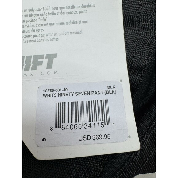 Shift Whit3 Ninety Seven Trac Pants Black/White ADULT Size 40 Utility Pocket - Picture 9 of 11